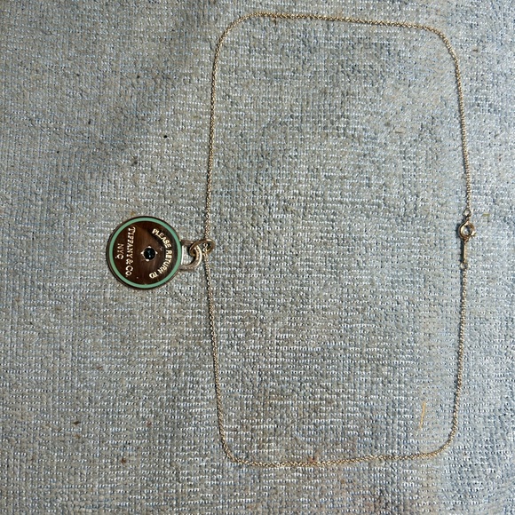 Tiffany & Co Round Blue Heart Large 1.25” Charm + .20ct VVS1 Diamond Charm - Picture 3 of 3